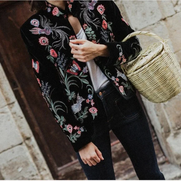 Zara Floral Embroidered Blazer - Picture 3 of 13